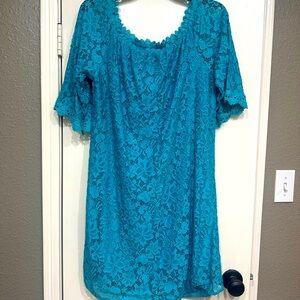 Turquoise lace dress